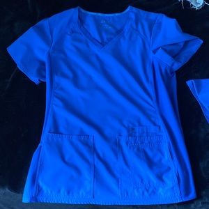 Lot of Four Royal Blue Scrub Tops